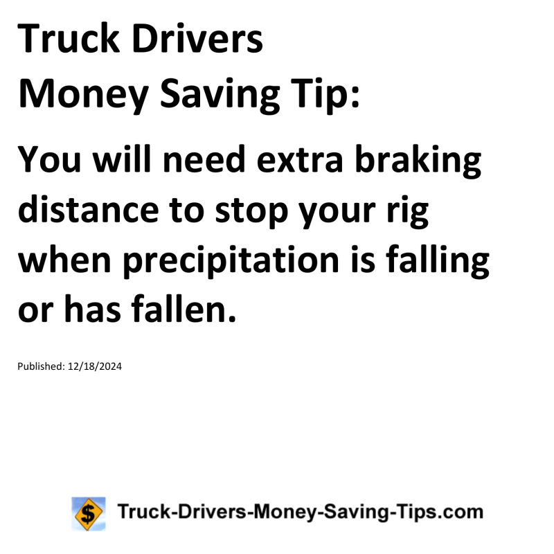 Truck Drivers Money Saving Tip for 12-18-2024