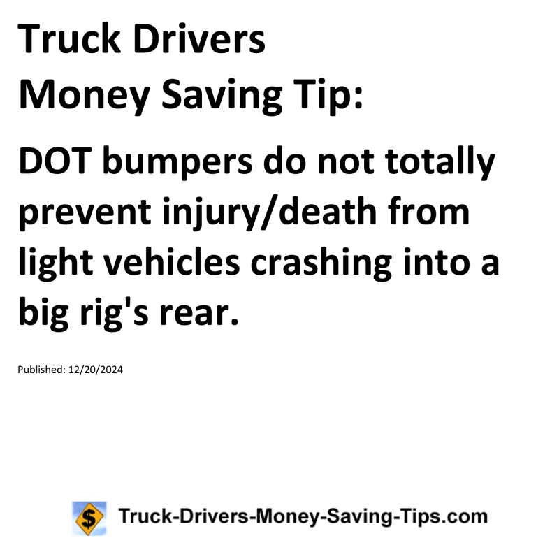 Truck Drivers Money Saving Tip for 12-20-2024