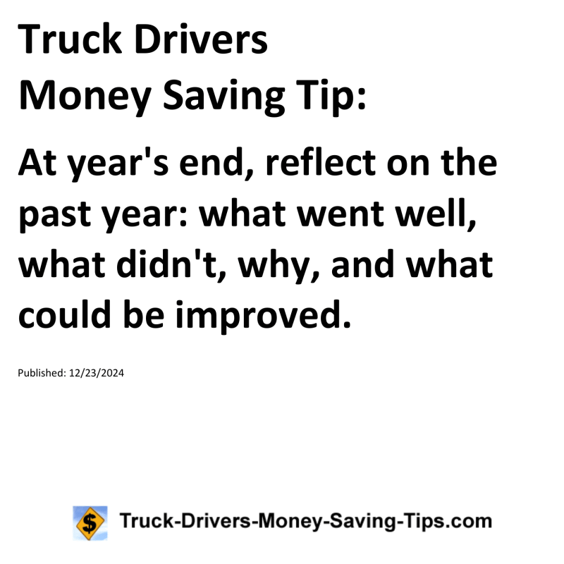 Truck Drivers Money Saving Tip for 12-23-2024