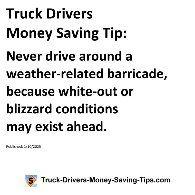 Truck Drivers Money Saving Tip for January 10, 2025