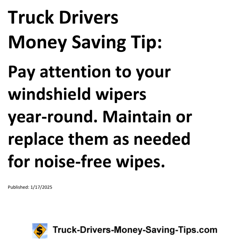 Truck Drivers Money Saving Tip for January 17, 2025