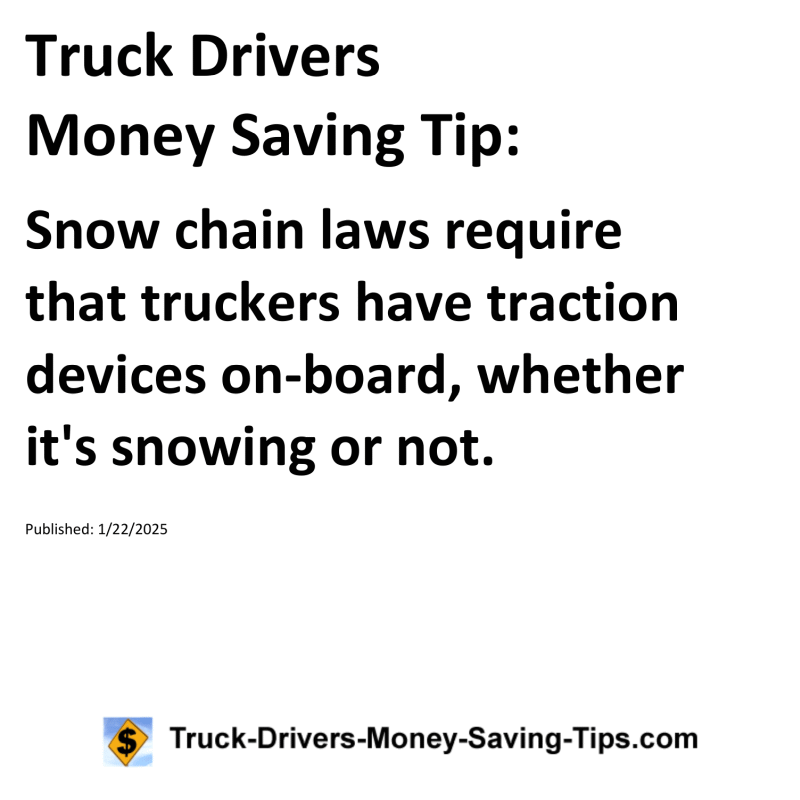 Truck Drivers Money Saving Tip for January 22, 2025