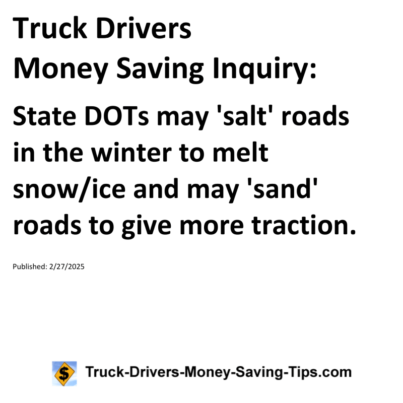 Truck Drivers Money Saving Inquiry for February 27, 2025