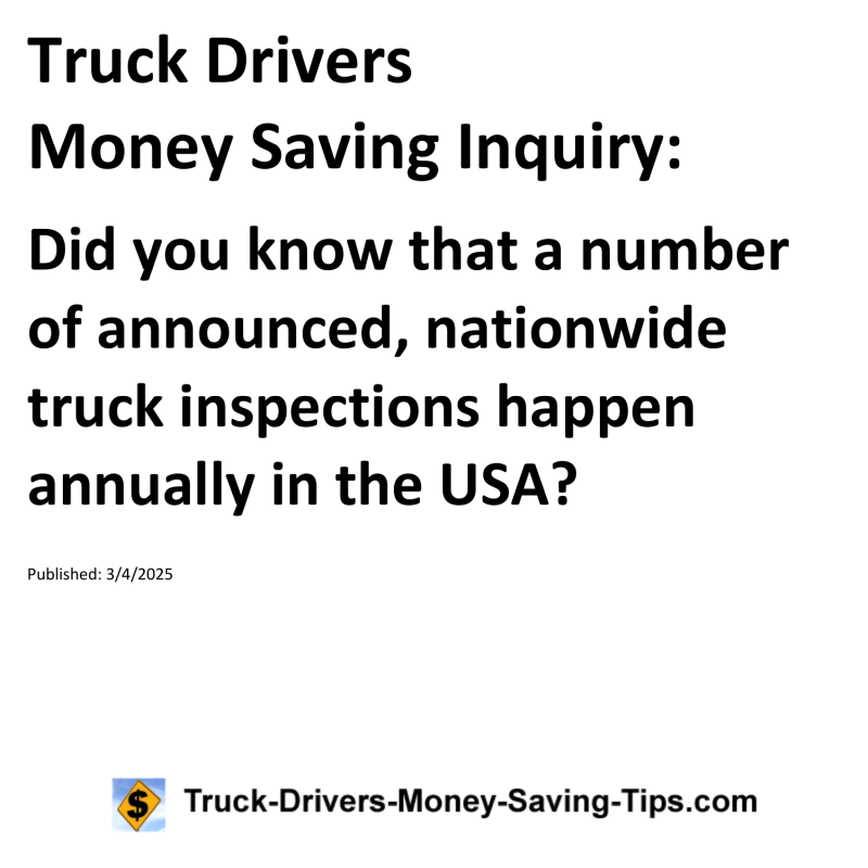 Truck Drivers Money Saving Inquiry for March 4, 2025