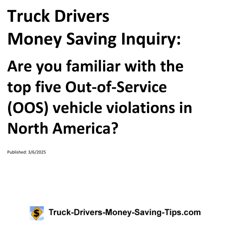 Truck Drivers Money Saving Inquiry for March 6, 2025