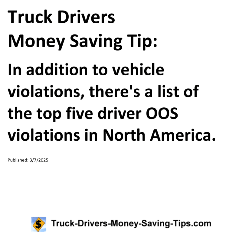 Truck Drivers Money Saving Tip for March 7, 2025