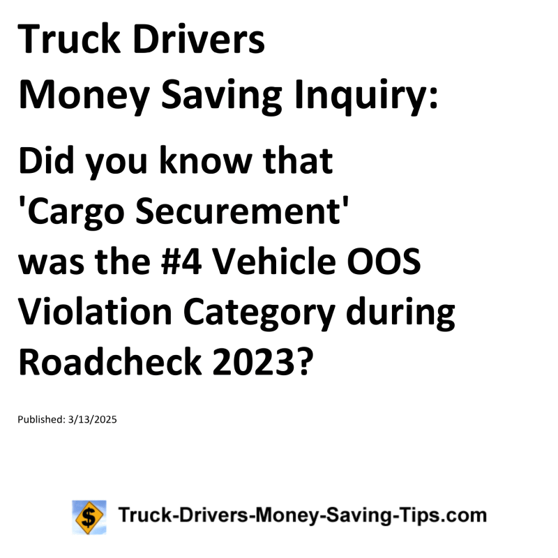 Truck Drivers Money Saving Inquiry for March 13, 2025