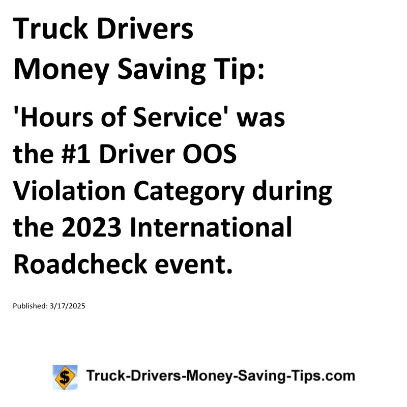 Truck Drivers Money Saving Tip for March 17, 2025