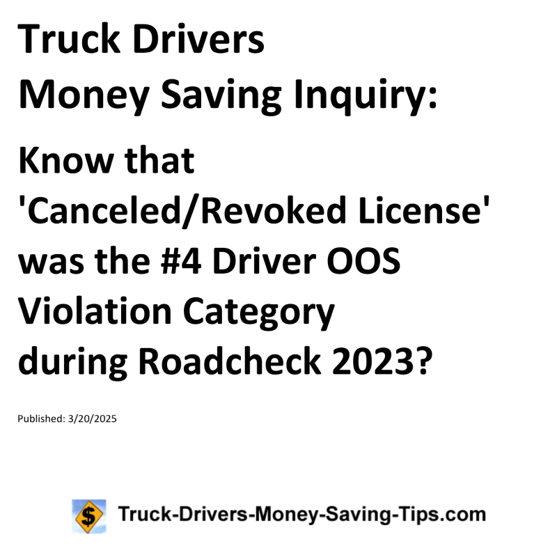 Truck Drivers Money Saving Inquiry for March 20, 2025