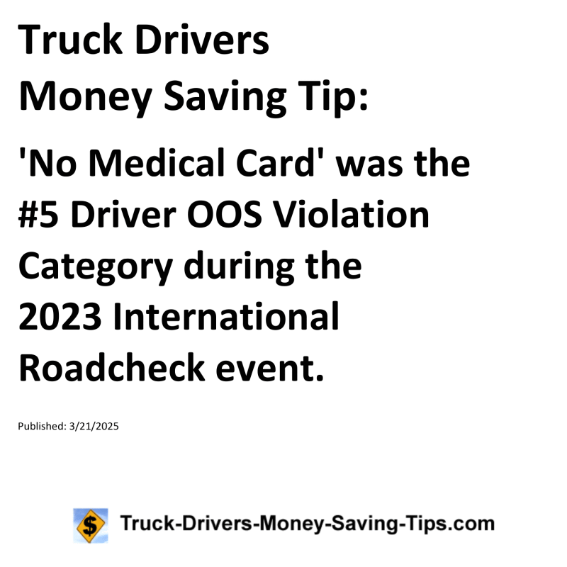 Truck Drivers Money Saving Tip for March 21, 2025