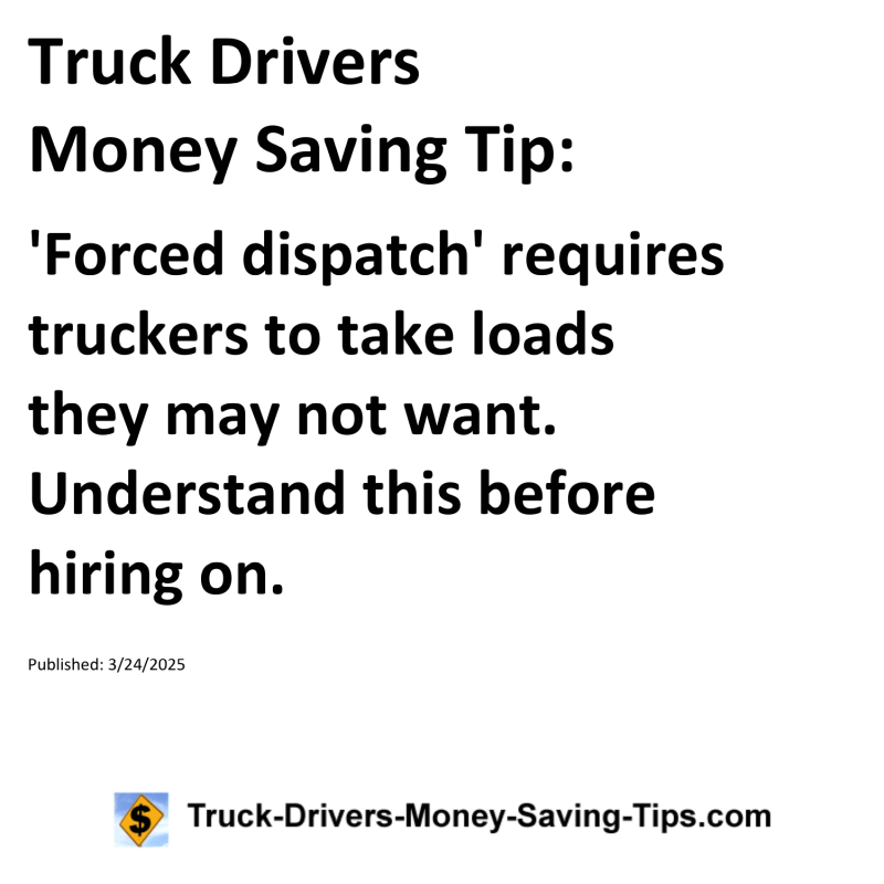 Truck Drivers Money Saving Tip for March 24, 2025