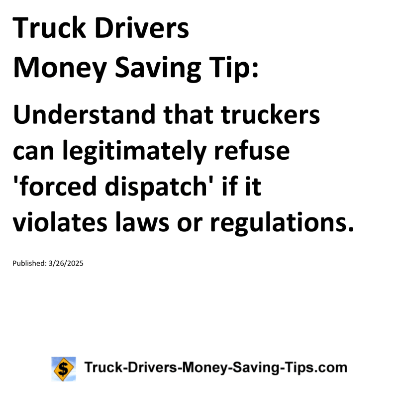 Truck Drivers Money Saving Tip for March 26, 2025