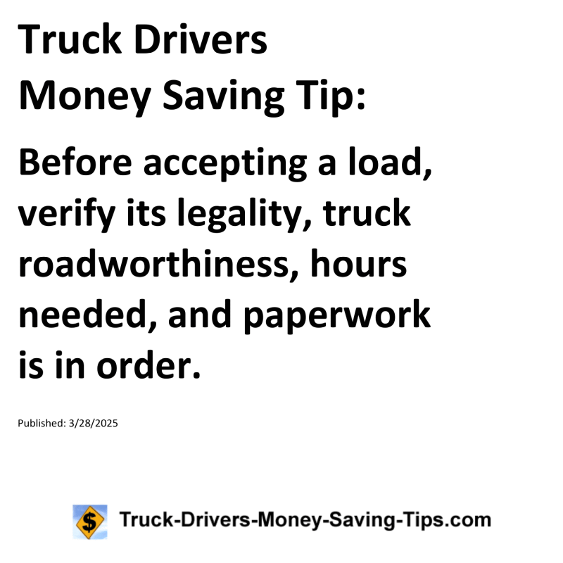 Truck Drivers Money Saving Tip for March 28, 2025