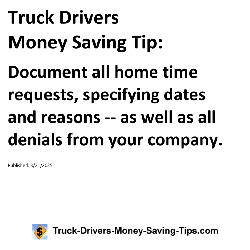 Truck Drivers Money Saving Tip for March 31, 2025
