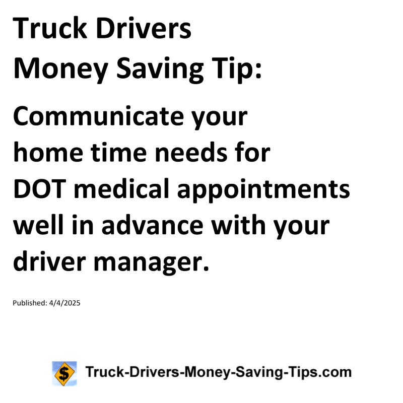 Truck Drivers Money Saving Tip for April 4, 2025