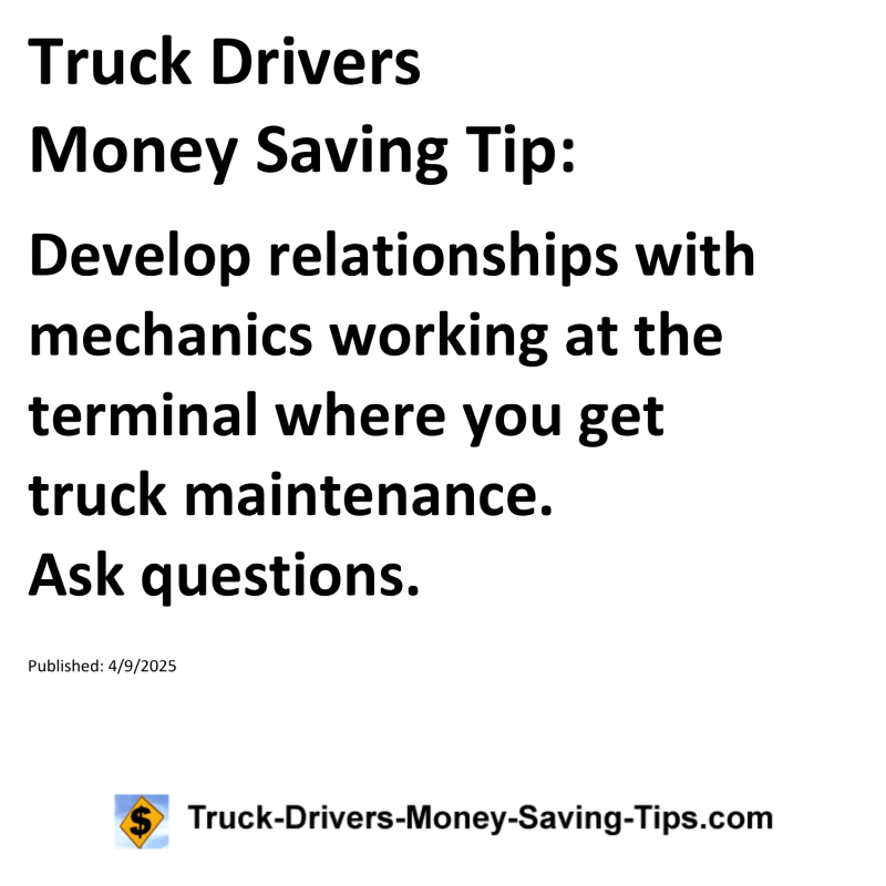 Truck Drivers Money Saving Tip for April 9, 2025