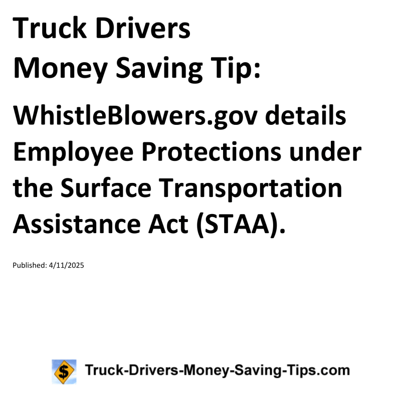 Truck Drivers Money Saving Tip for April 11, 2025
