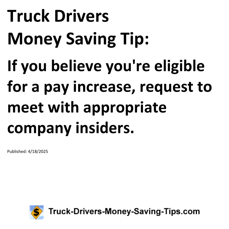 Truck Drivers Money Saving Tip for April 18, 2025