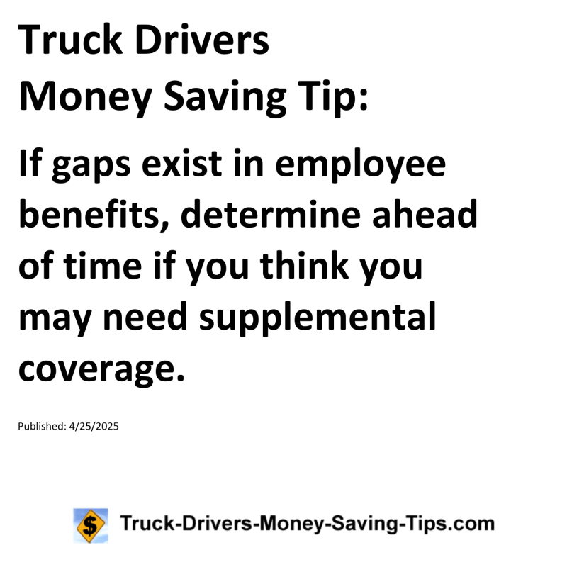 Truck Drivers Money Saving Tip for April 25, 2025