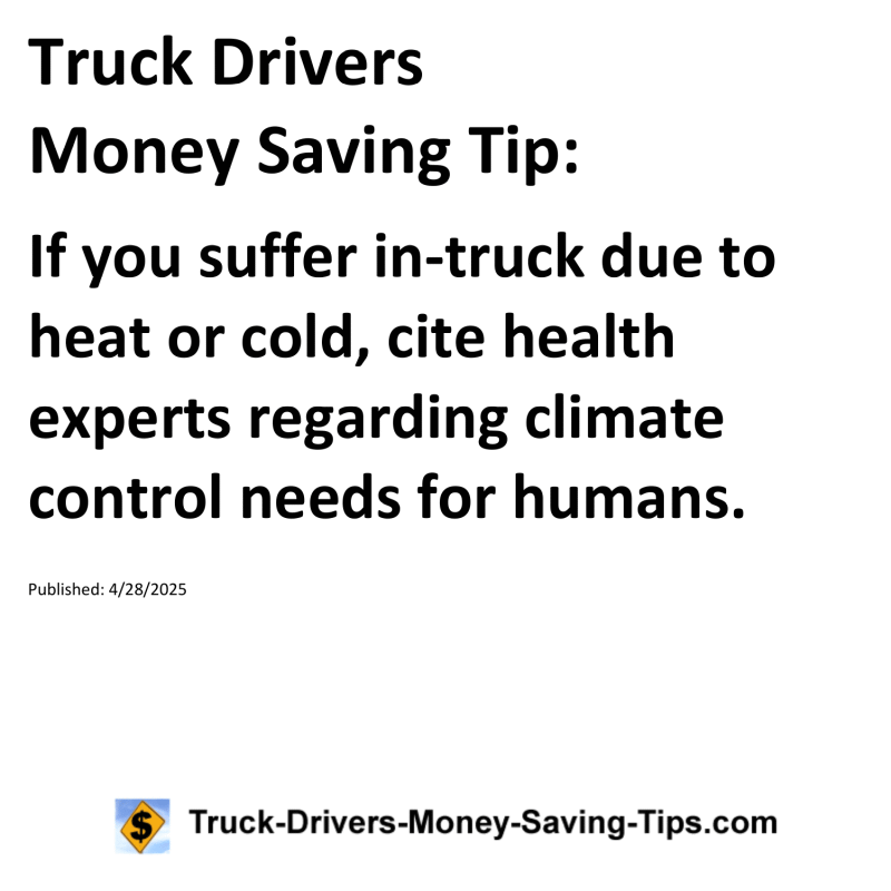 Truck Drivers Money Saving Tip for April 28, 2025