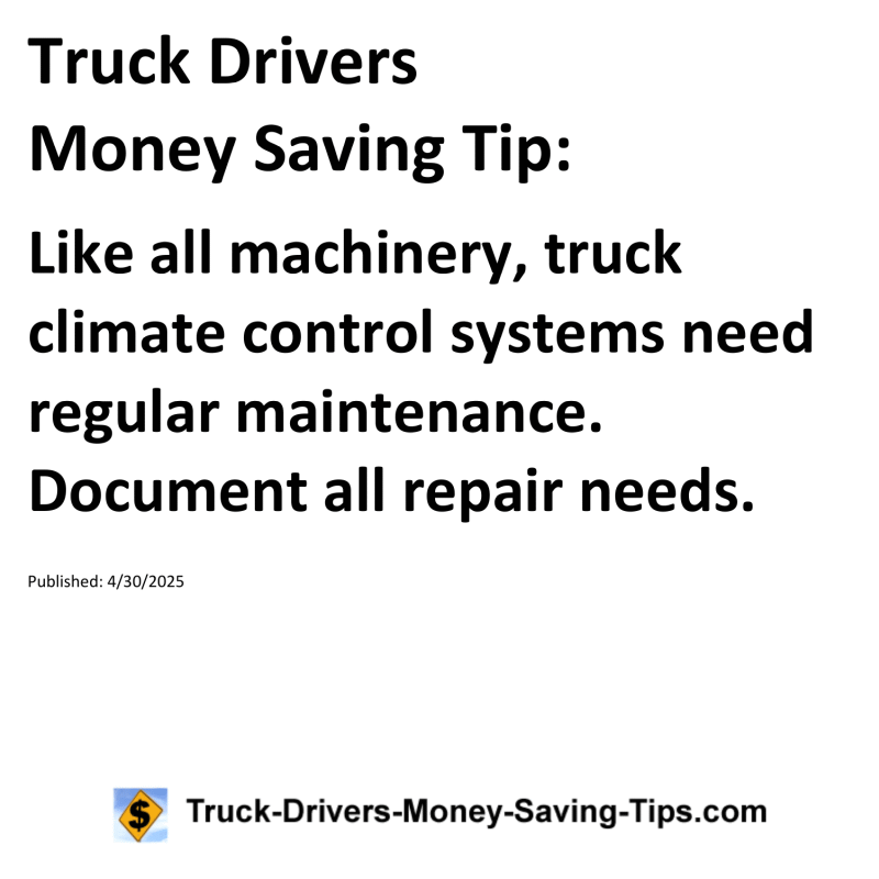 Truck Drivers Money Saving Tip for April 30, 2025
