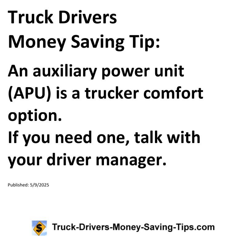Truck Drivers Money Saving Tip for May 9, 2025