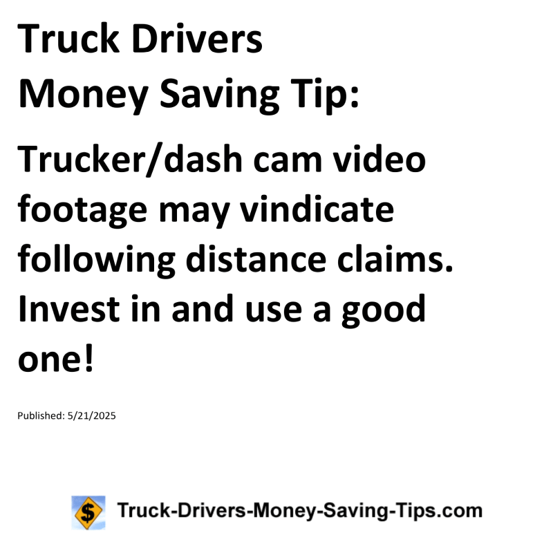 Truck Drivers Money Saving Tip for May 21, 2025