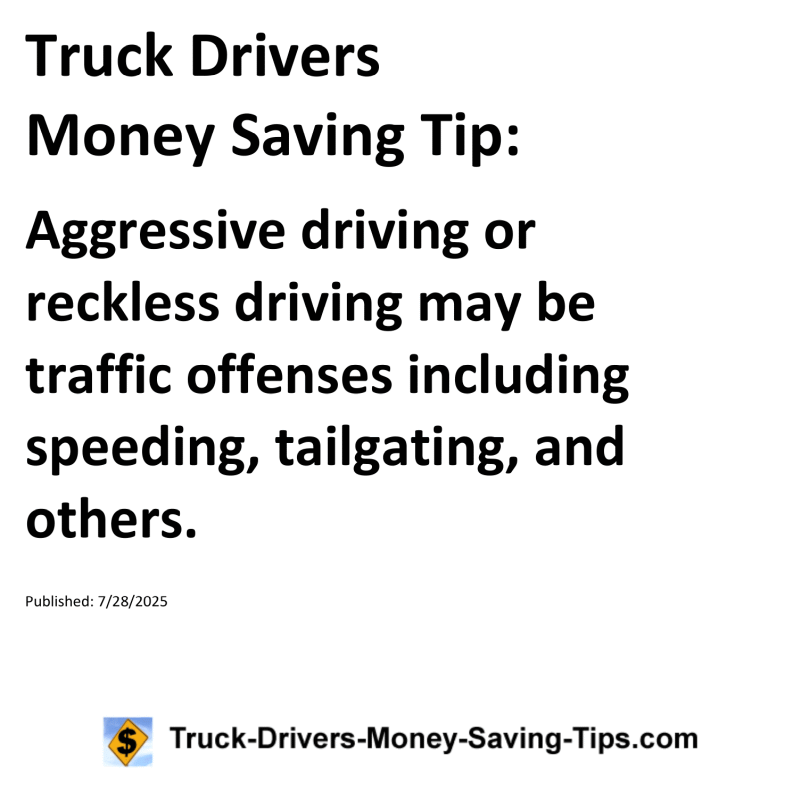 Truck Drivers Money Saving Tip for July 28, 2025