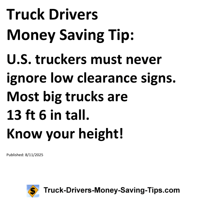 Truck Drivers Money Saving Tip for August 11, 2025