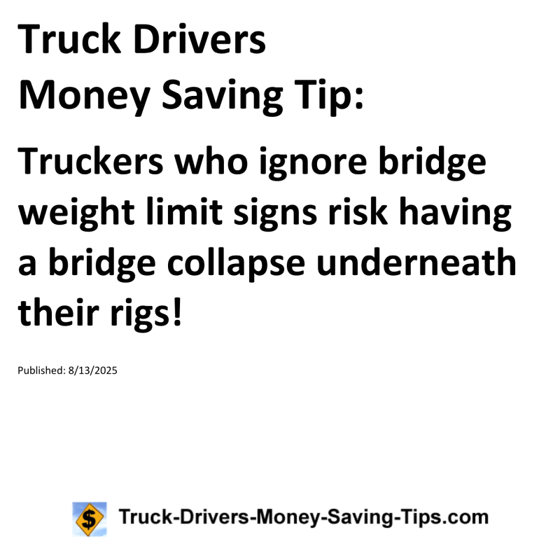Truck Drivers Money Saving Tip for August 13, 2025