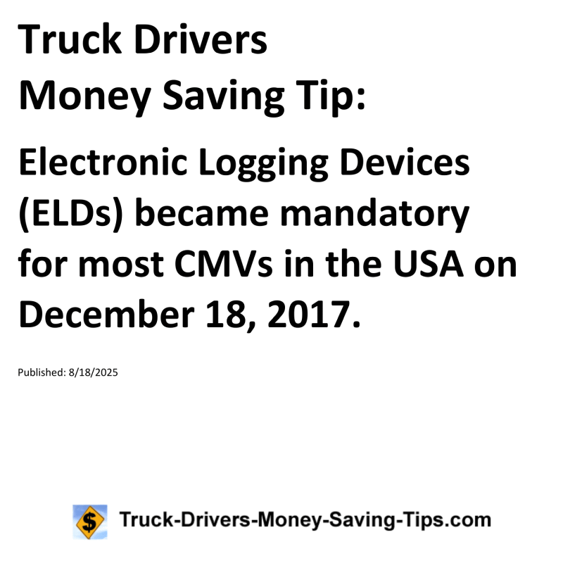 Truck Drivers Money Saving Tip for August 18, 2025
