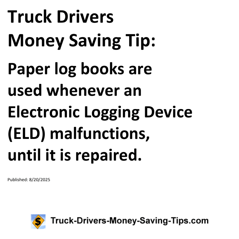 Truck Drivers Money Saving Tip for August 20, 2025