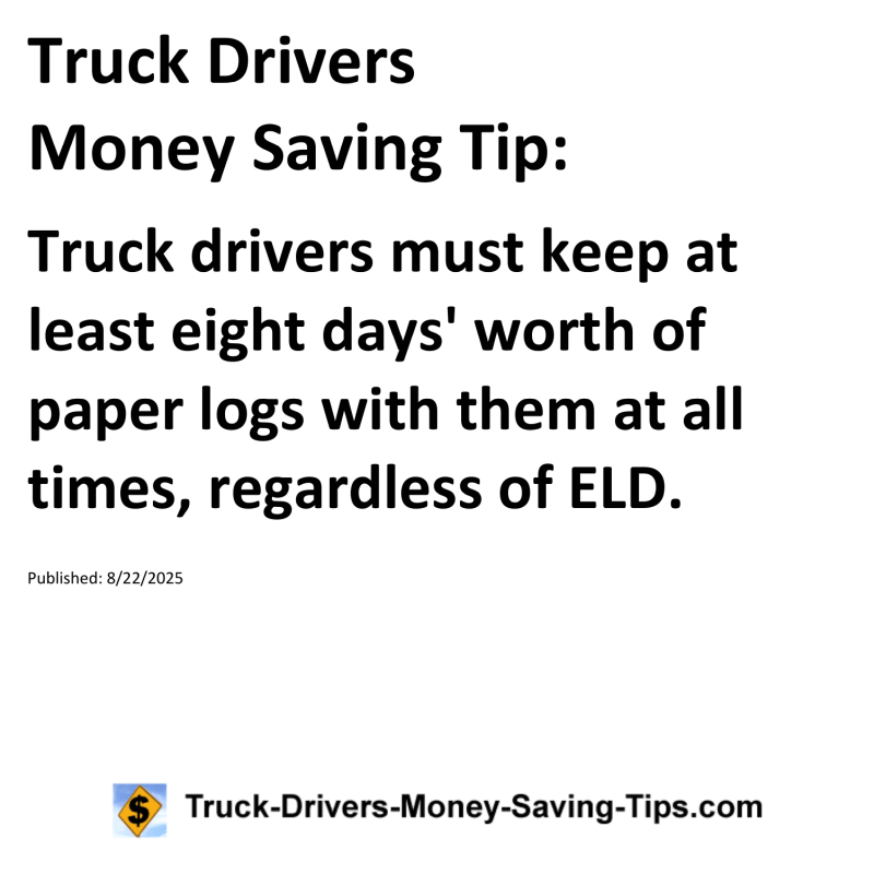 Truck Drivers Money Saving Tip for August 22, 2025