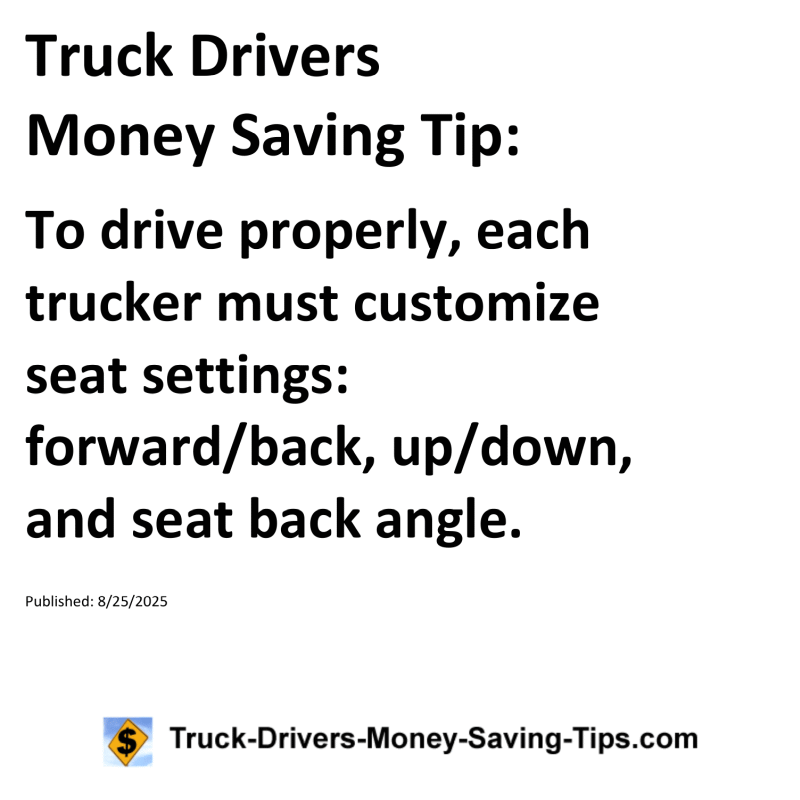 Truck Drivers Money Saving Tip for August 25, 2025