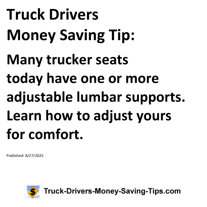 Truck Drivers Money Saving Tip for August 27, 2025