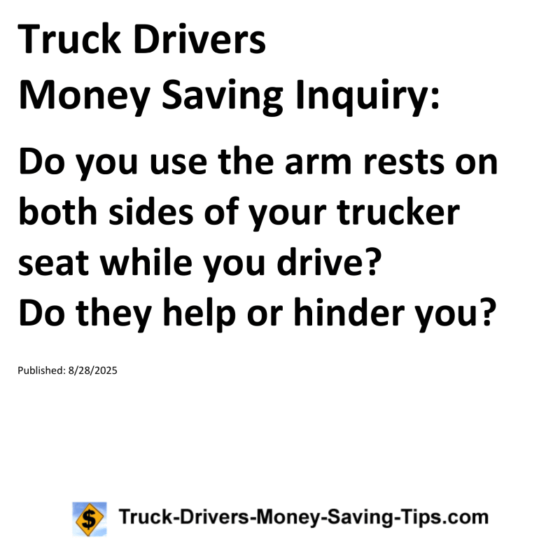 Truck Drivers Money Saving Inquiry for August 28, 2025
