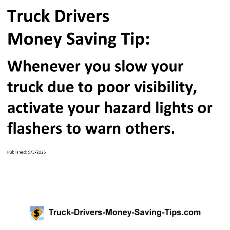 Truck Drivers Money Saving Tip for September 3, 2025