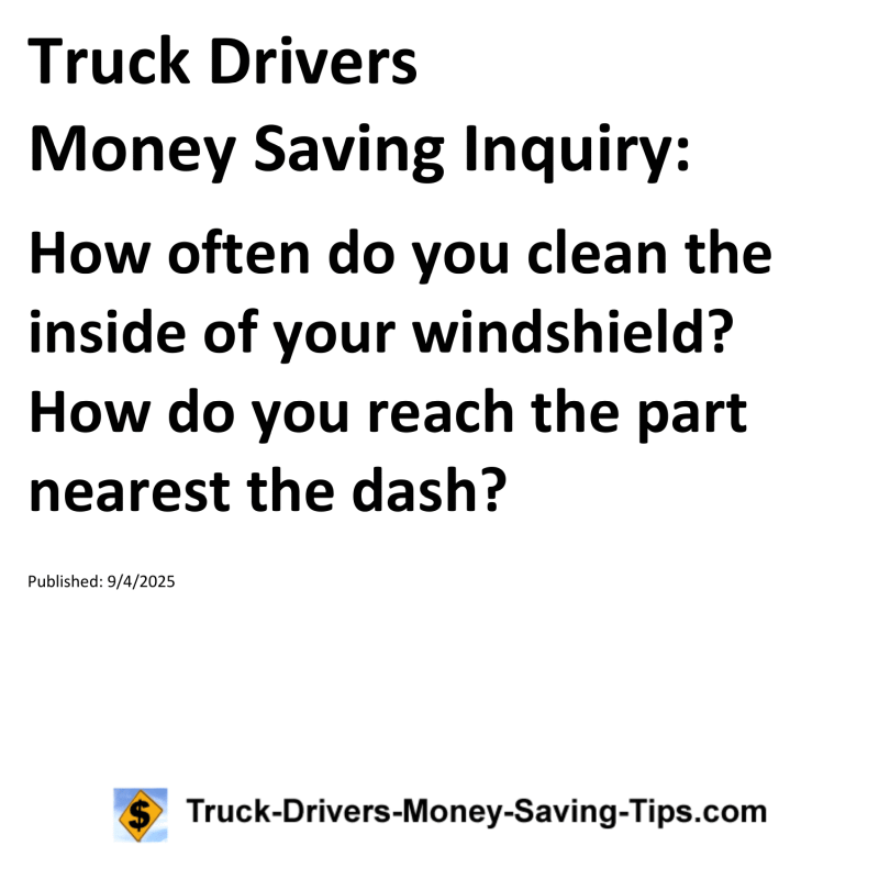 Truck Drivers Money Saving Inquiry for September 4, 2025
