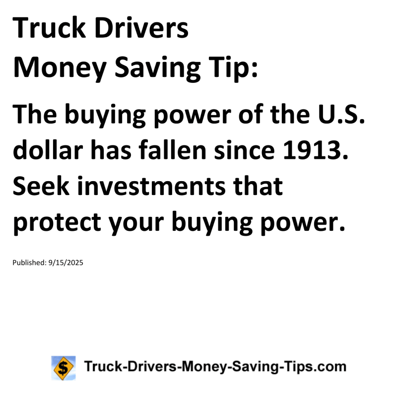 Truck Drivers Money Saving Tip for September 15, 2025