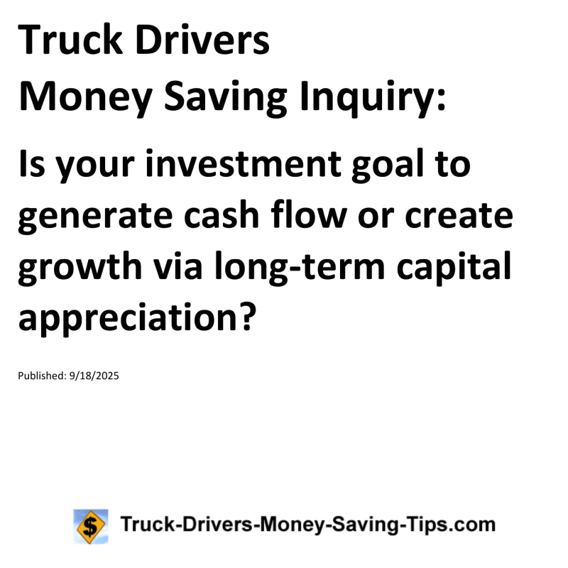 Truck Drivers Money Saving Inquiry for September 18, 2025