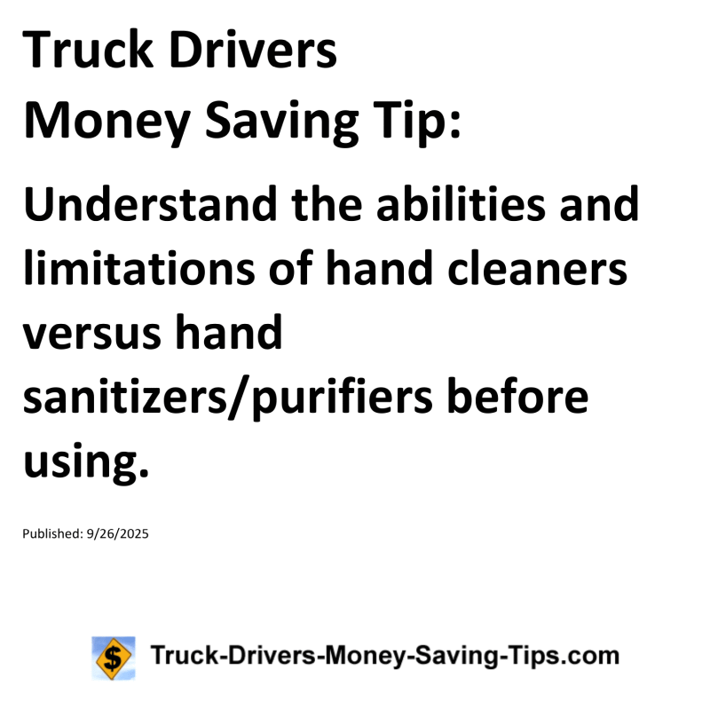 Truck Drivers Money Saving Tip for September 26, 2025