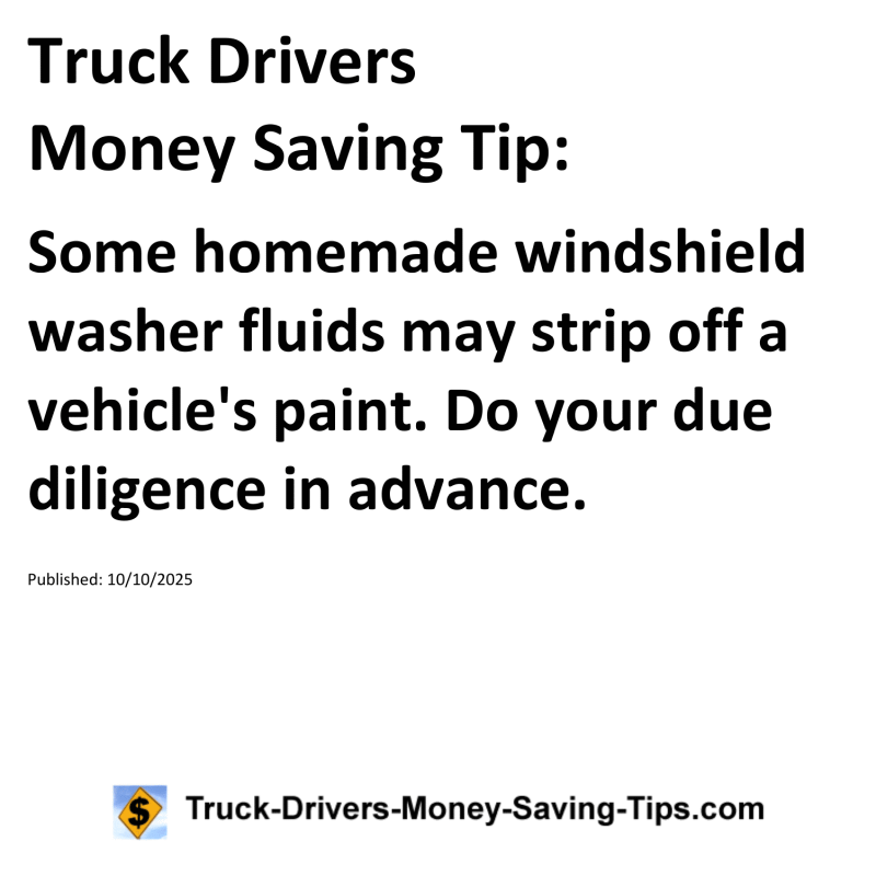 Truck Drivers Money Saving Tip for October 10, 2025