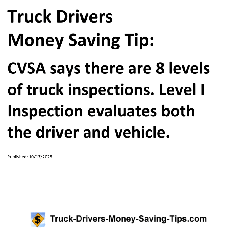 Truck Drivers Money Saving Tip for October 17, 2025