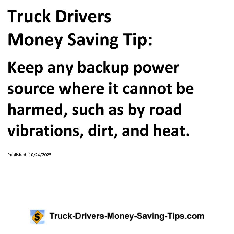 Truck Drivers Money Saving Tip for October 24, 2025