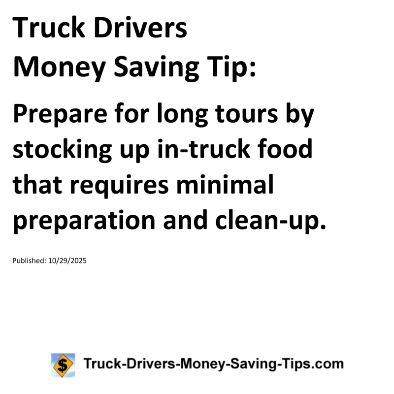Truck Drivers Money Saving Tip for October 29, 2025