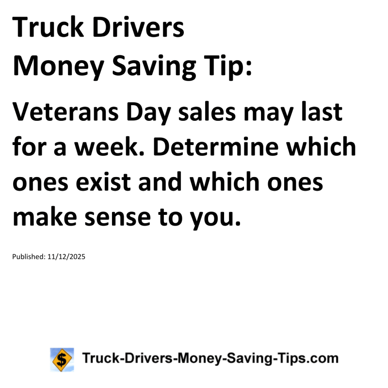 Truck Drivers Money Saving Tip for November 12, 2025