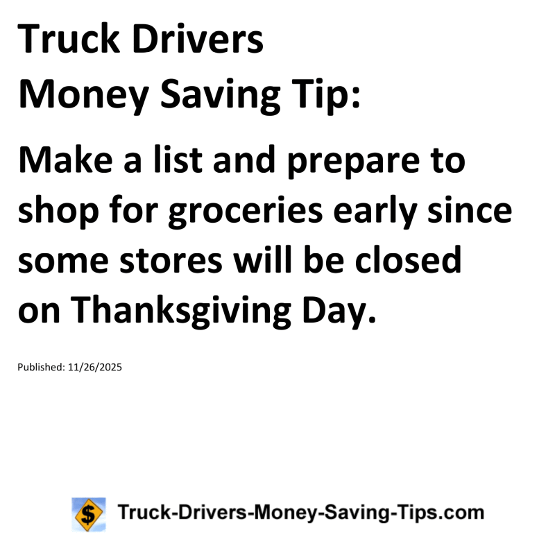 Truck Drivers Money Saving Tip for November 26, 2025