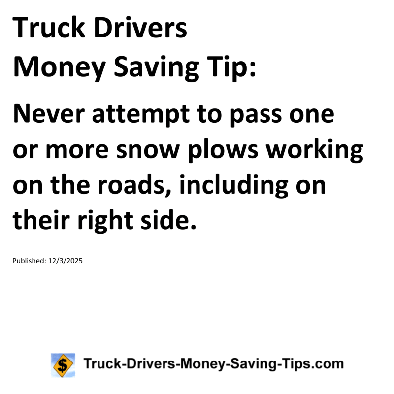 Truck Drivers Money Saving Tip for December 3, 2025