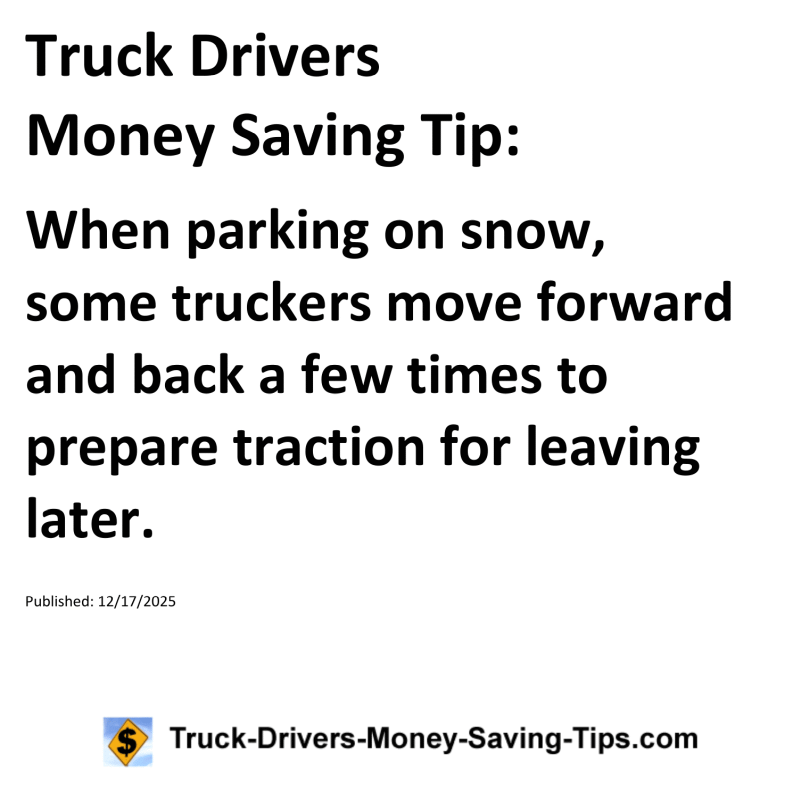 Truck Drivers Money Saving Tip for December 17, 2025