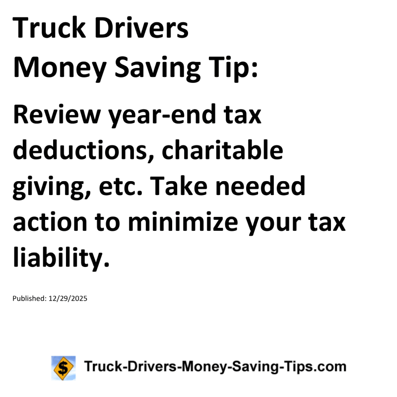 Truck Drivers Money Saving Tip for December 29, 2025